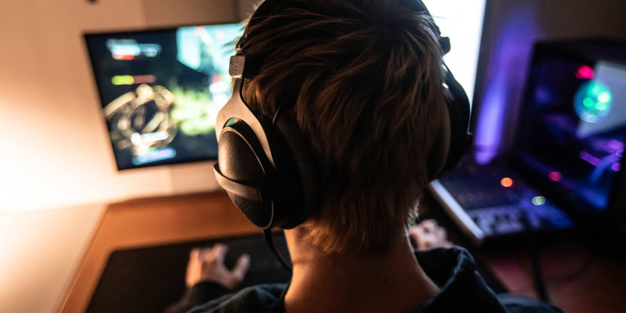 Voice chat lets players talk to each other while playing a video game.